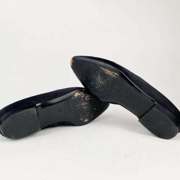 Fratelli Rossetti 1990s VTG Italian Black Silk Satin Rhinestone Loafers Shoes 36 - Picture 6 of 6
